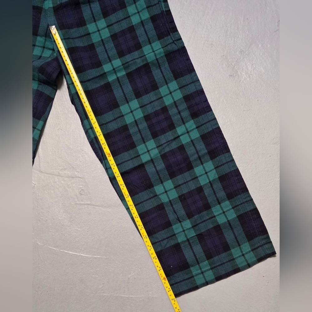 Banana Republic Sz M Lounge Straight Leg Drawstring Green& Navy Plaid Pants - Picture 7 of 8